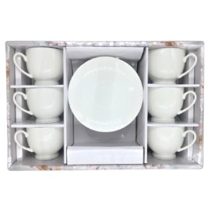 JOGO DE XÍCARAS E PIRES DE PORCELANA