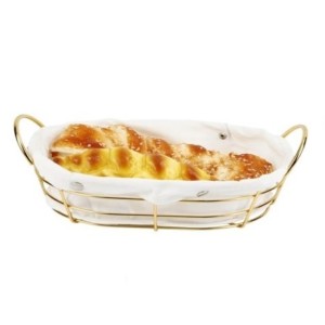 CESTO PARA PÃES ARAMADO DE INOX DOURADO