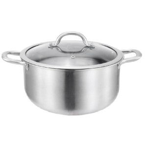 PANELA DE INOX COM TAMPA DE VIDRO 24CM