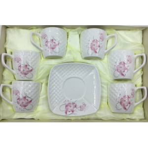 JOGO DE XICARAS E PIRES PORCELANA 12PCS